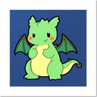 Cute Green Dragon Posters and Art